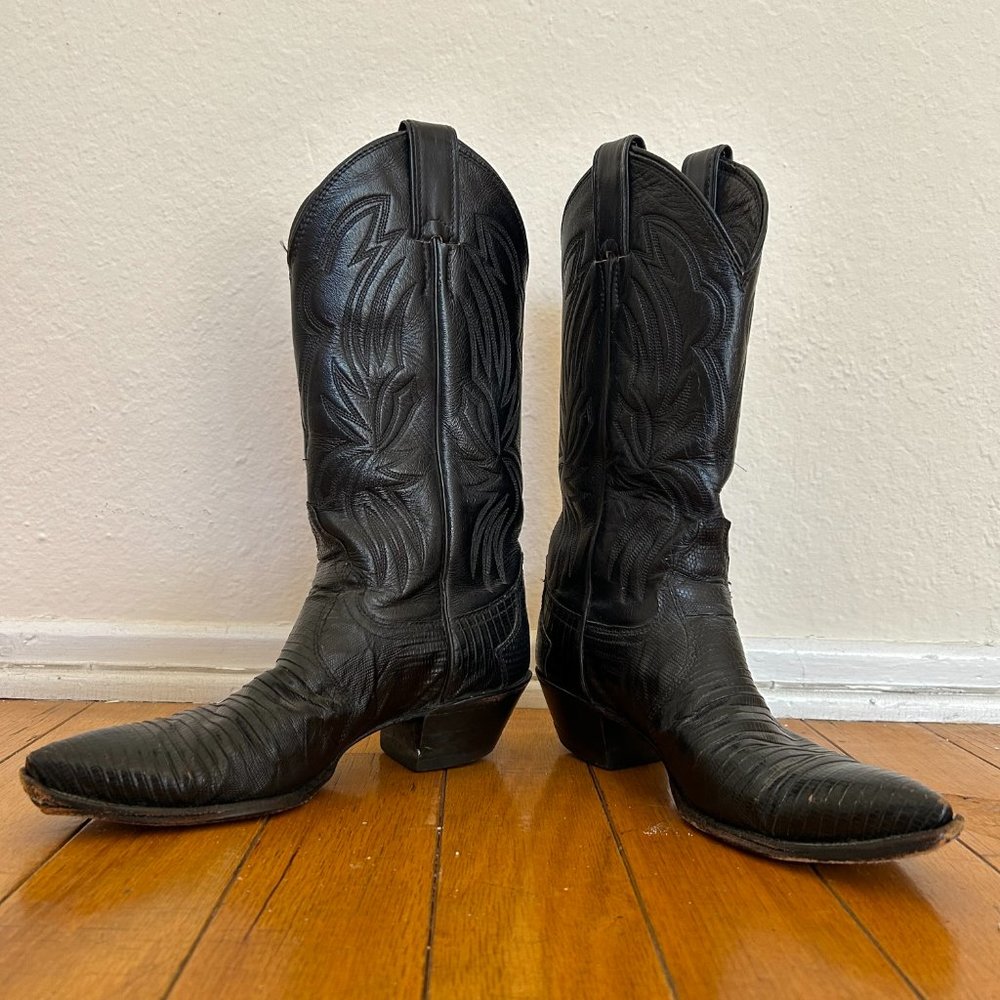 Vintage 90s Black Cowboy Boots